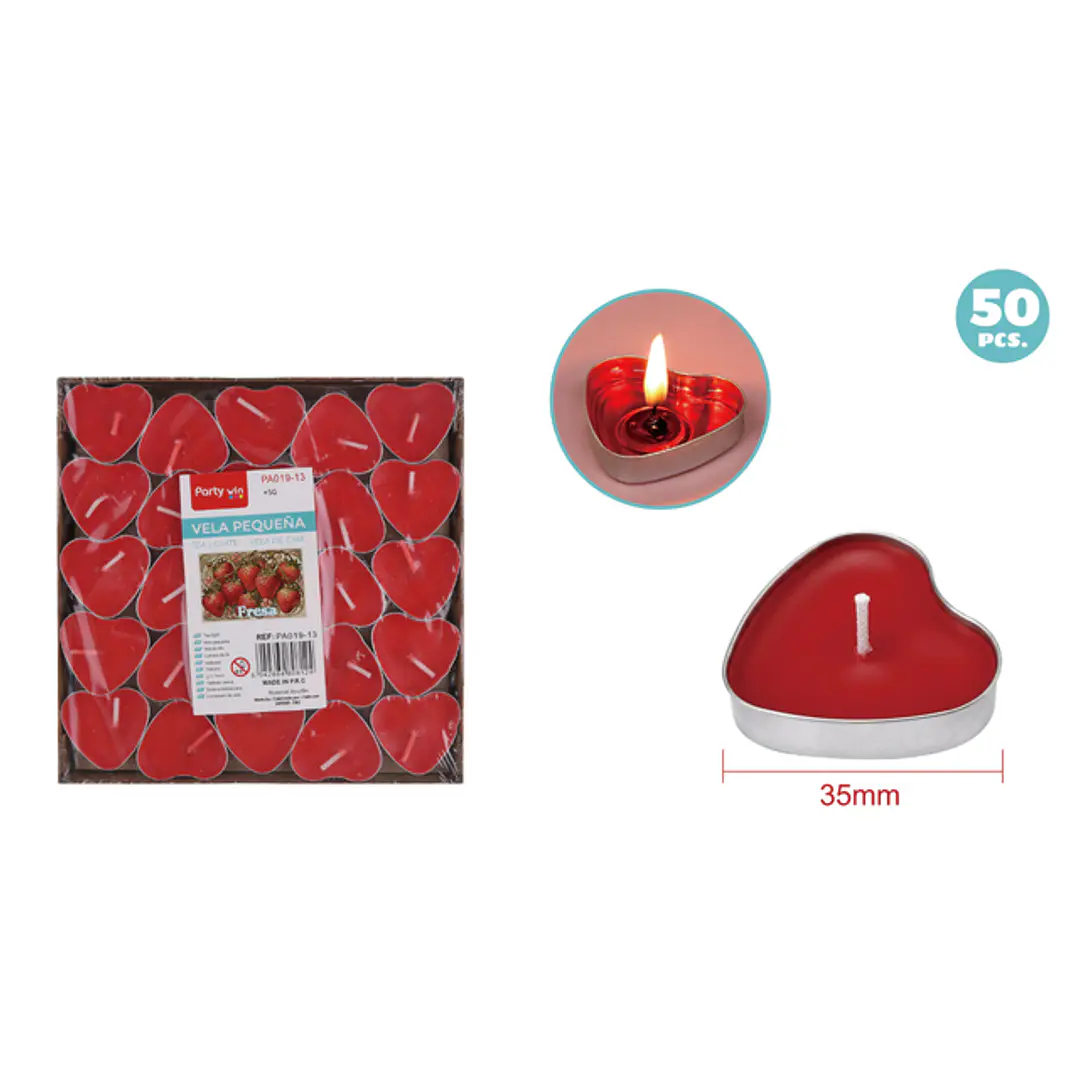 Velas Aromaticas Corazon Rojo 35Mm 50 Unidades 1