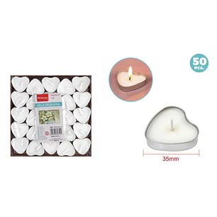 Velas Aromaticas Corazon Blanco 35Mm 50 Unidades