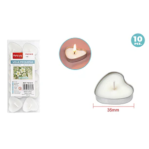 Velas Aromaticas Corazon Blanco 35Mm 10 Unidades