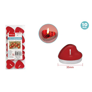 Velas Aromaticas Corazon Rojo 35Mm 10 Unidades