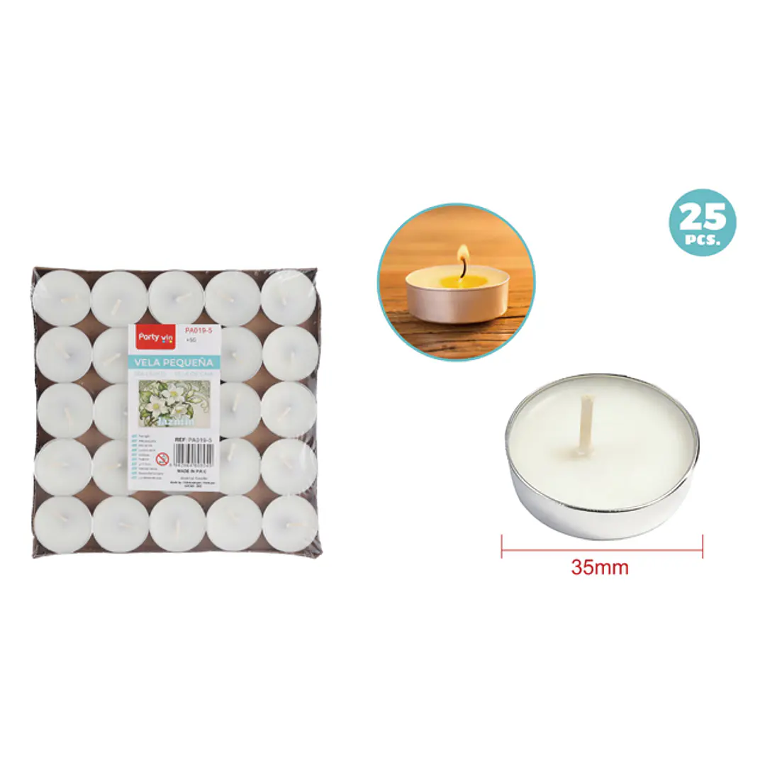 Velas Aromaticas Blanco 35Mm 25 Unidades 1