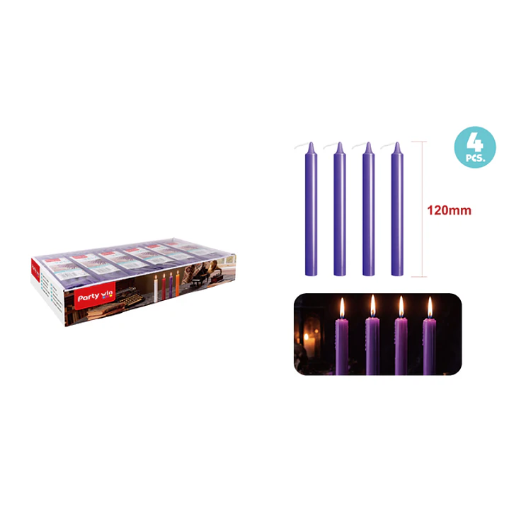Velas Aromatica Morado 12Cm 12G 4 Unidades 1