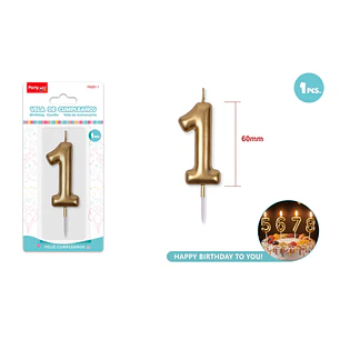 Vela De Numero Dorado 1 6Cm