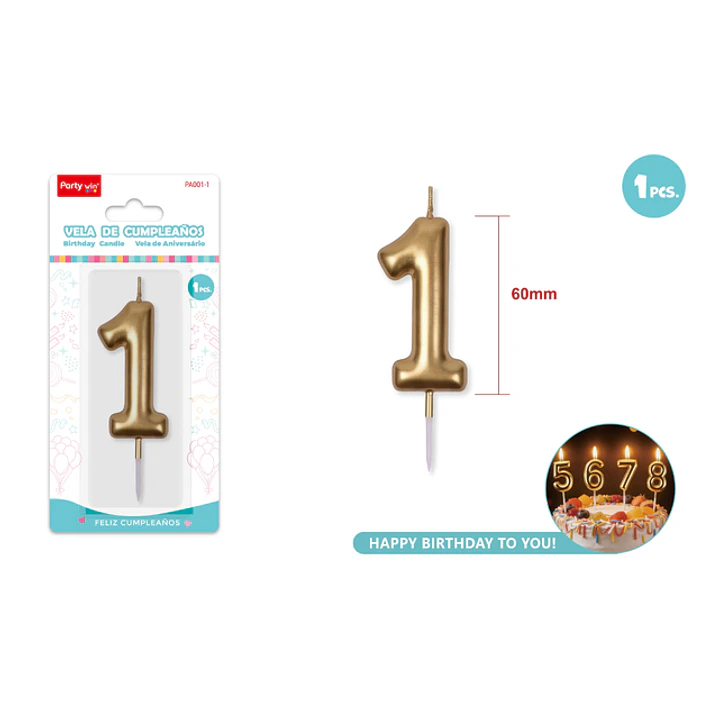 Vela De Numero Dorado 1 6Cm 1