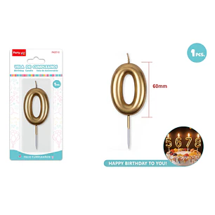 Vela De Numero Dorado 0 6Cm