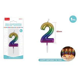 Vela De Numero Degradado 2 6Cm