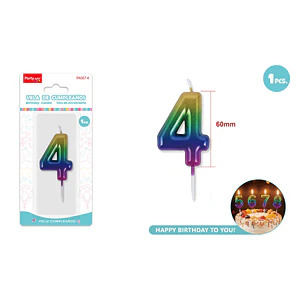 Vela De Numero Degradado 4 6Cm