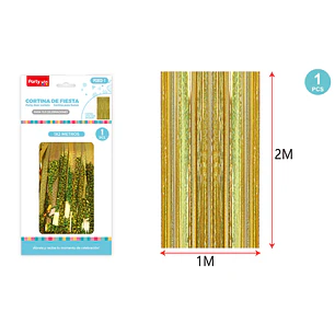 Cortina De Fiesta Holografica Dorado 1X2M
