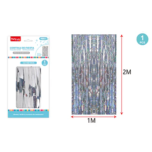 Cortina De Fiesta Holografica Plateado 1X2M