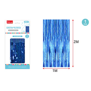 Cortina De Fiesta Holografica Azul 1X2M