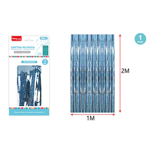 Cortina De Fiesta Holografica Celeste 1X2M