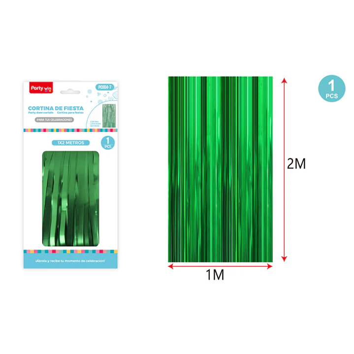 Cortina De Fiesta Mate Verde 1X2M 1