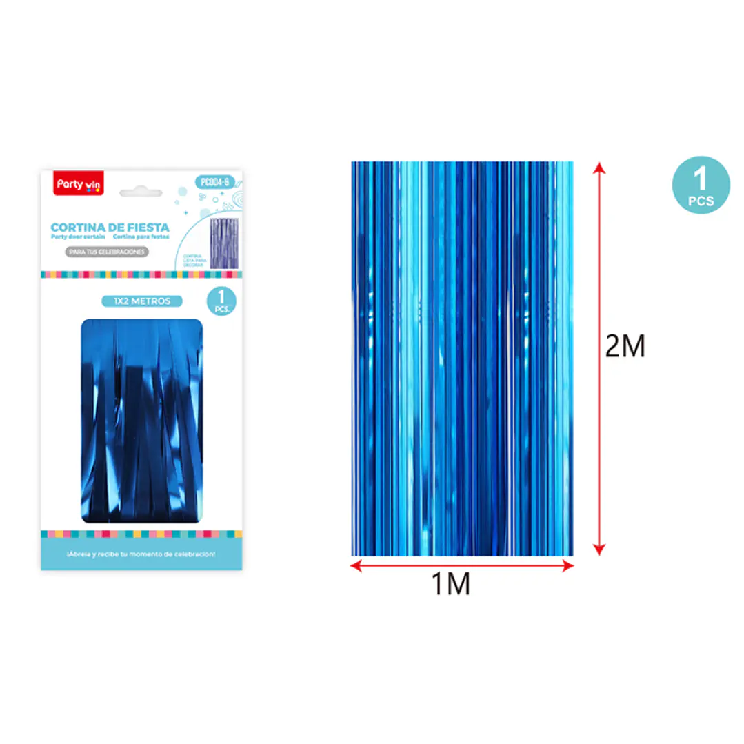 Cortina De Fiesta Mate Azul 1X2M 1