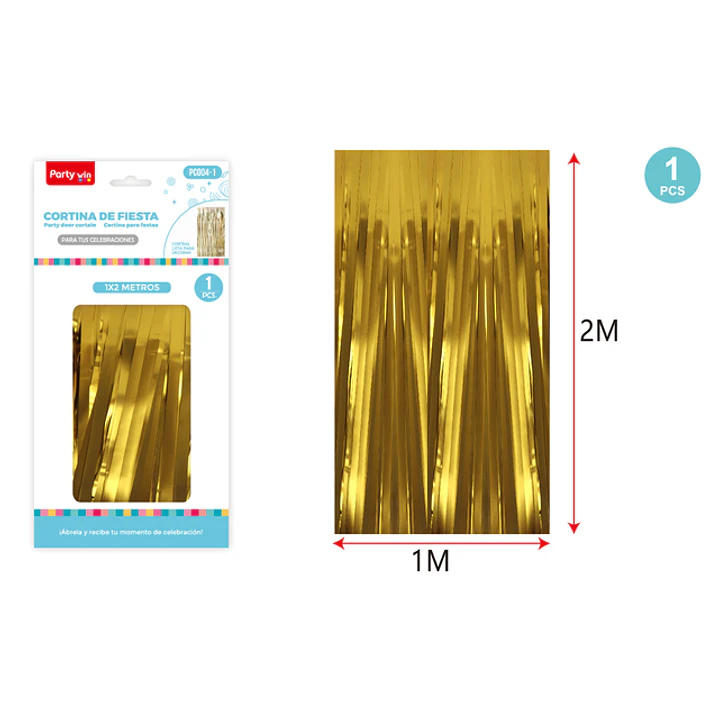 Cortina De Fiesta Mate Dorado 1X2M 1
