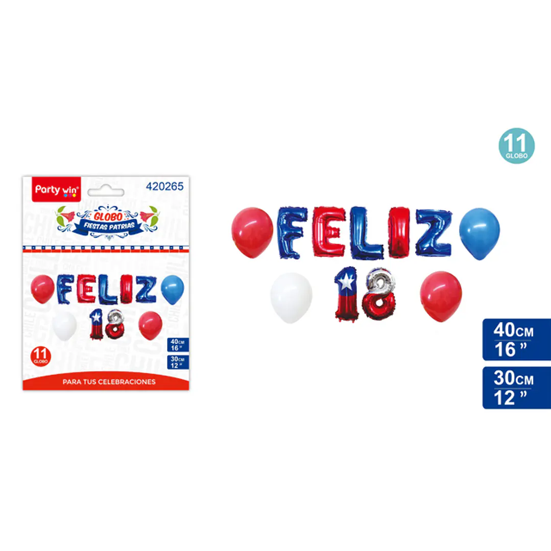 Set De Globos Metal Fiestas Patrias 11 Unidades 16Pul. 1