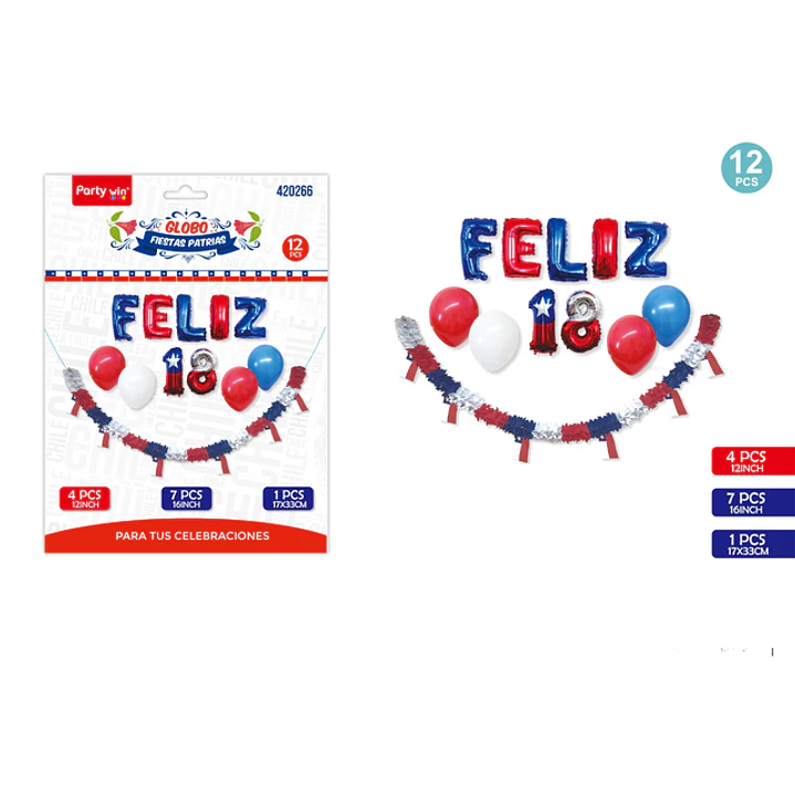 Set De Globos Metal Fiestas Patrias 12 Unidades 16Pul. 1