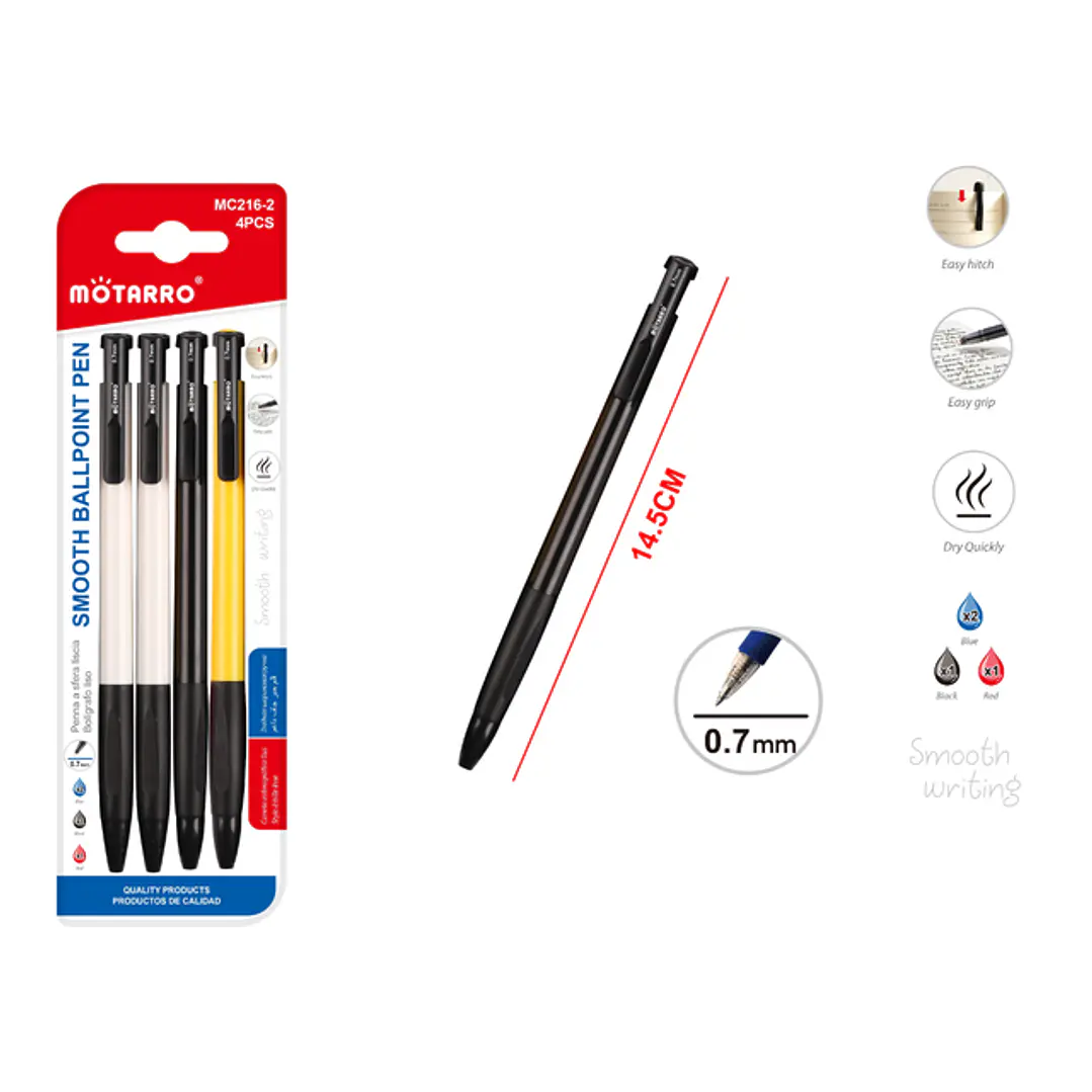 Boligrafos De Secado Rapido 4 Unidades 0.7Mm 1