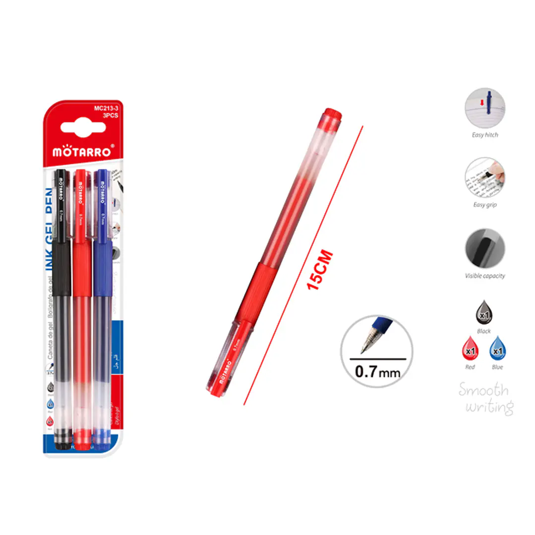 Boligrafo Gel Azul/Negro/Rojo 15Cm 3 Unidades 1