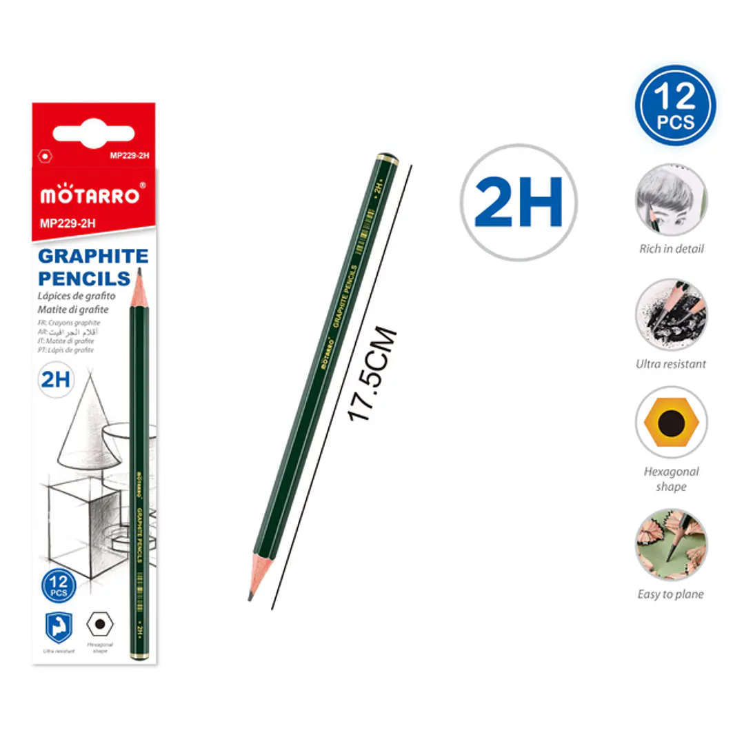 Lapices Grafito 2H 17.5Cm 12 Unidades 1