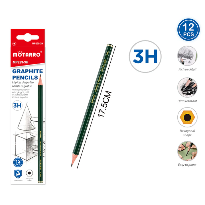 Lapices Grafito 3H 17.5Cm 12 Unidades 1