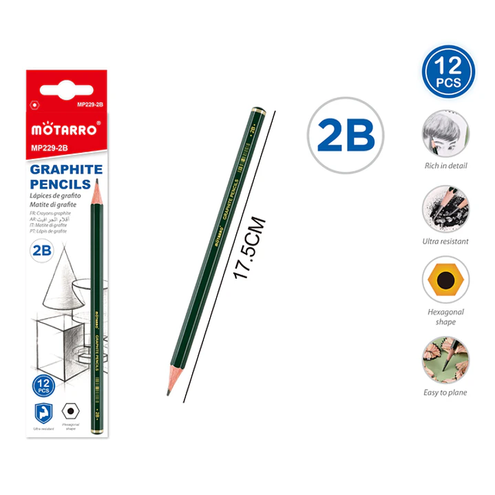 Lapices Grafito 2B 17.5Cm 12 Unidades 1