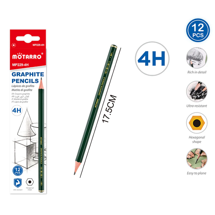 Lapices Grafito 4H 17.5Cm 12 Unidades 1