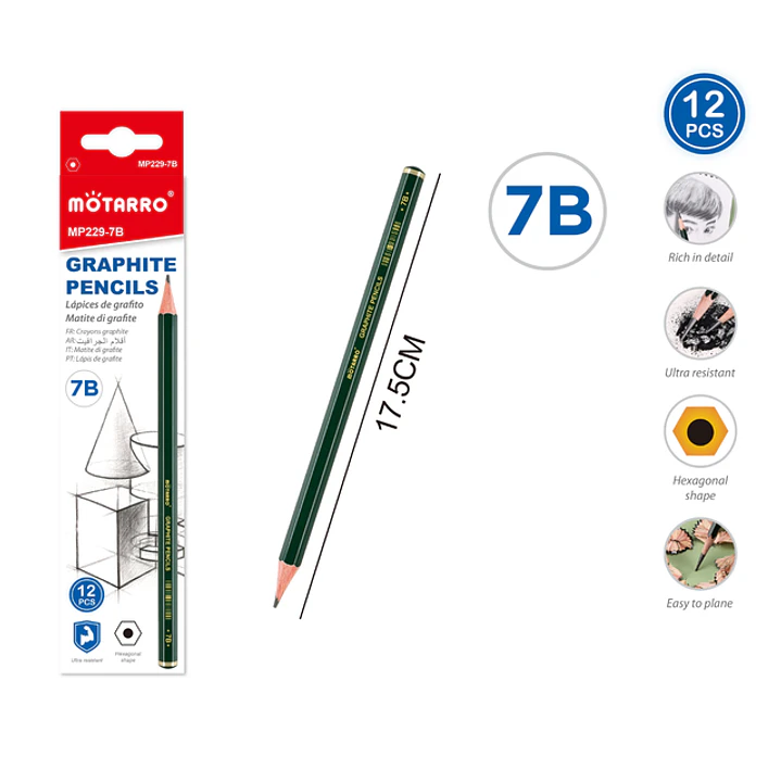 Lapices Grafito 7B 17.5Cm 12 Unidades 1