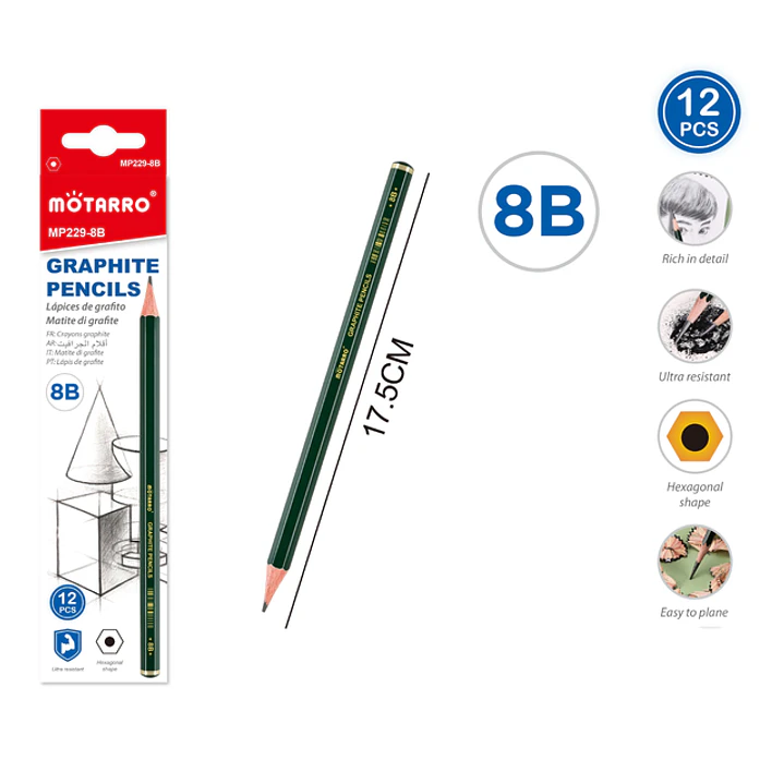 Lapices Grafito 8B 17.5Cm 12 Unidades 1