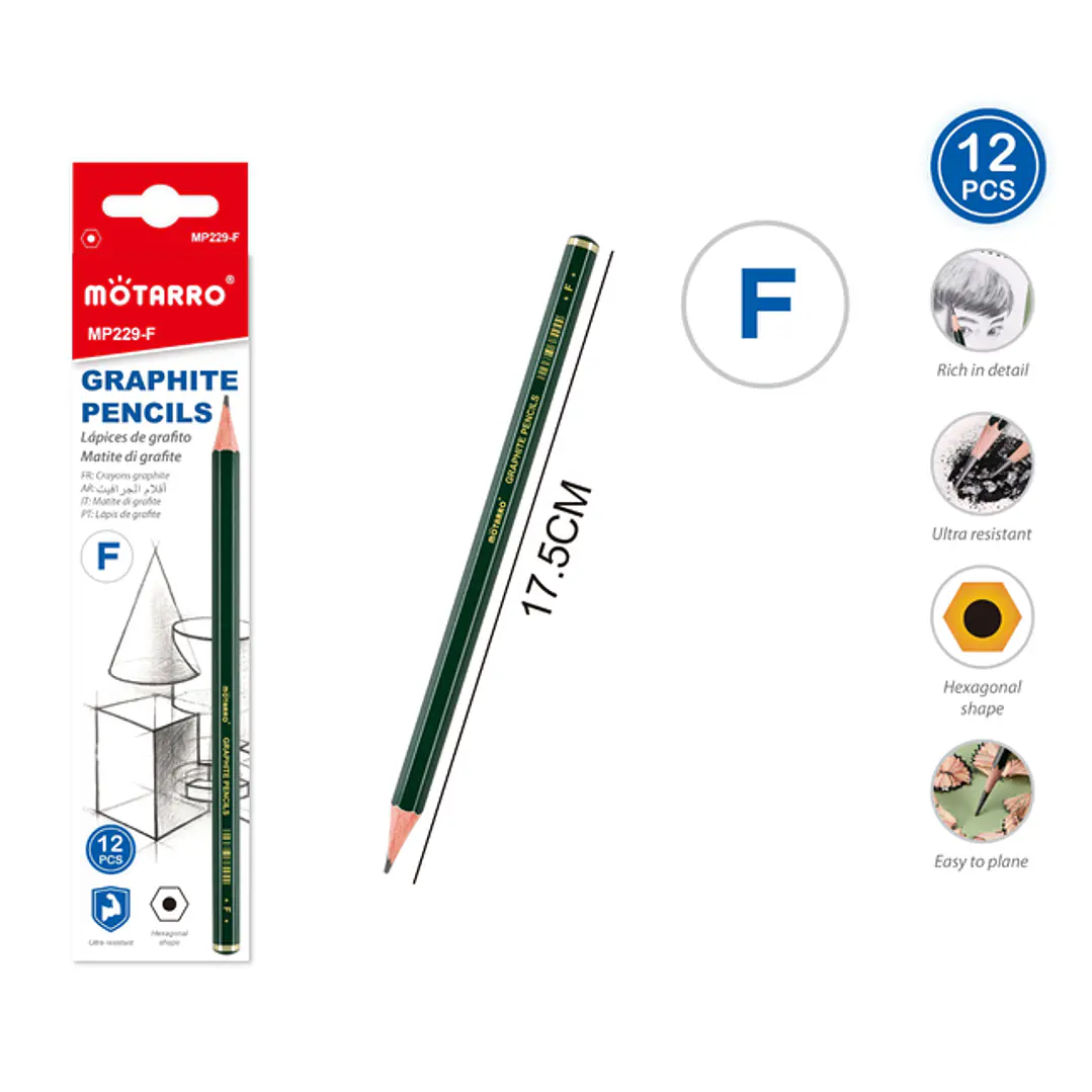 Lapices Grafito F 17.5Cm 12 Unidades 1