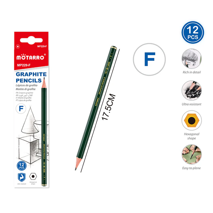 Lapices Grafito F 17.5Cm 12 Unidades 1