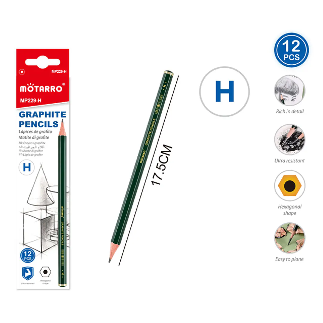 Lapices Grafito H 17.5Cm 12 Unidades 1