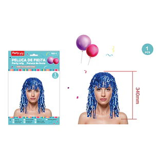 Peluca De Fiesta Azul 34Cm