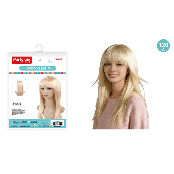 Peluca De Fiesta Liso Rubio 120G 1
