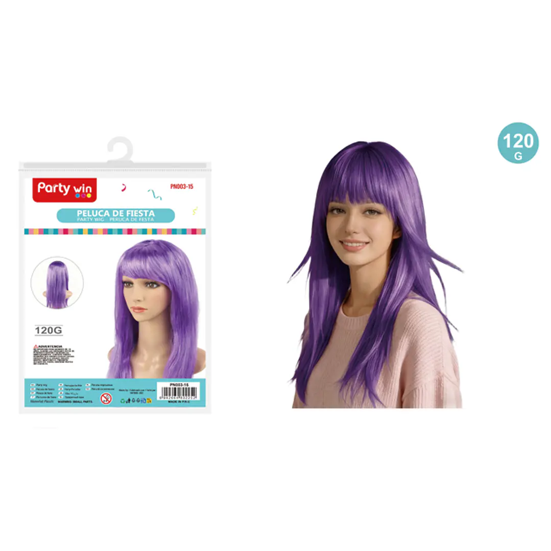 Peluca De Fiesta Liso Morado 120G 1
