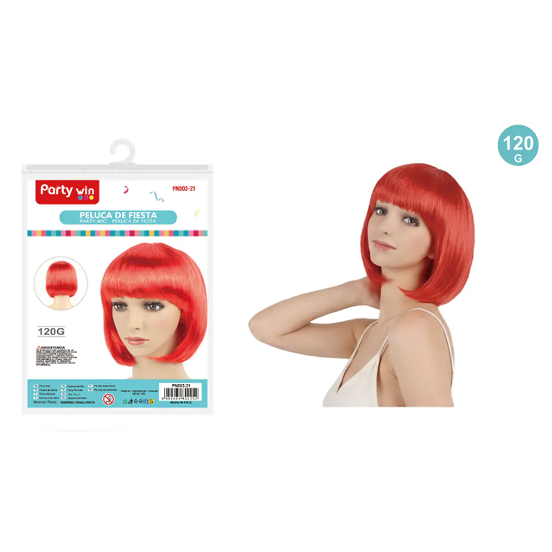 Peluca De Fiesta Corto Rojo 120G 1
