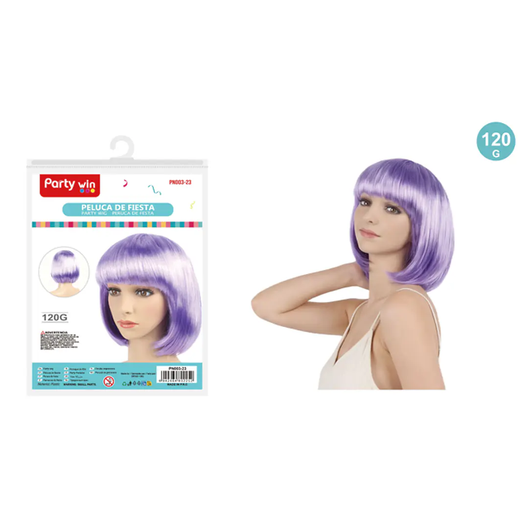 Peluca De Fiesta Corto Morado 120G 1