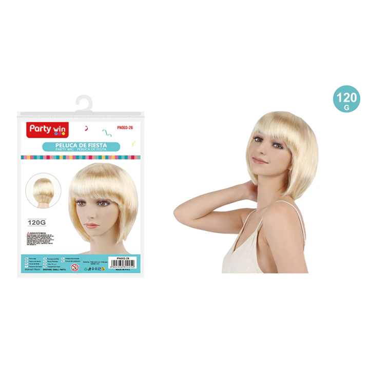 Peluca De Fiesta Corto Rubio 120G 1