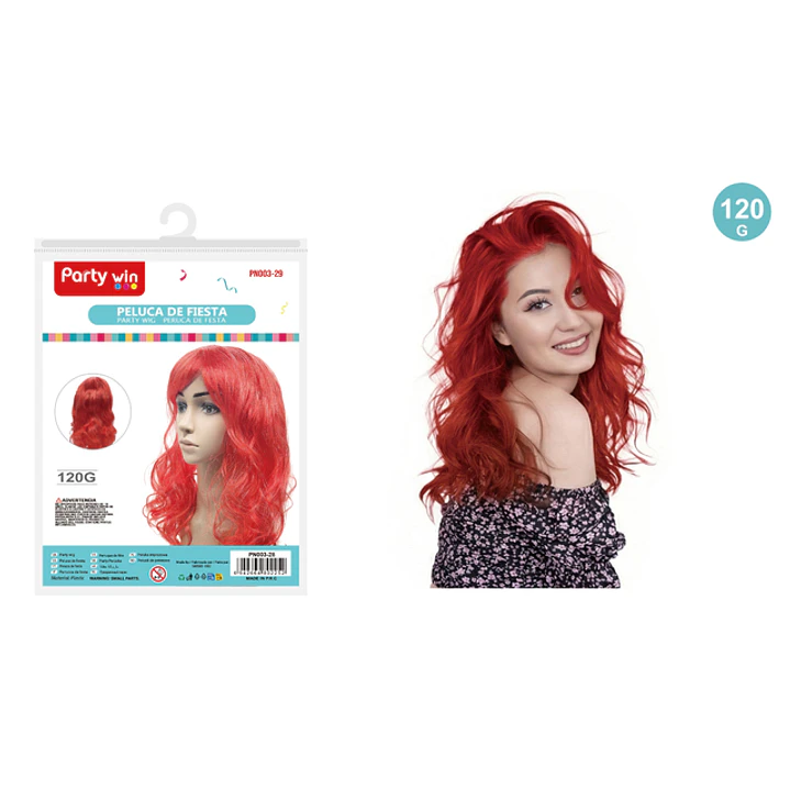 Peluca De Fiesta Ondulado Rojo 120G 1