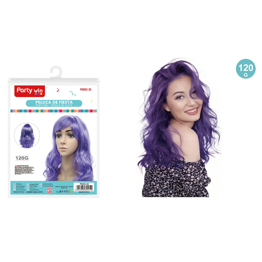 Peluca De Fiesta Ondulado Morado 120G 1