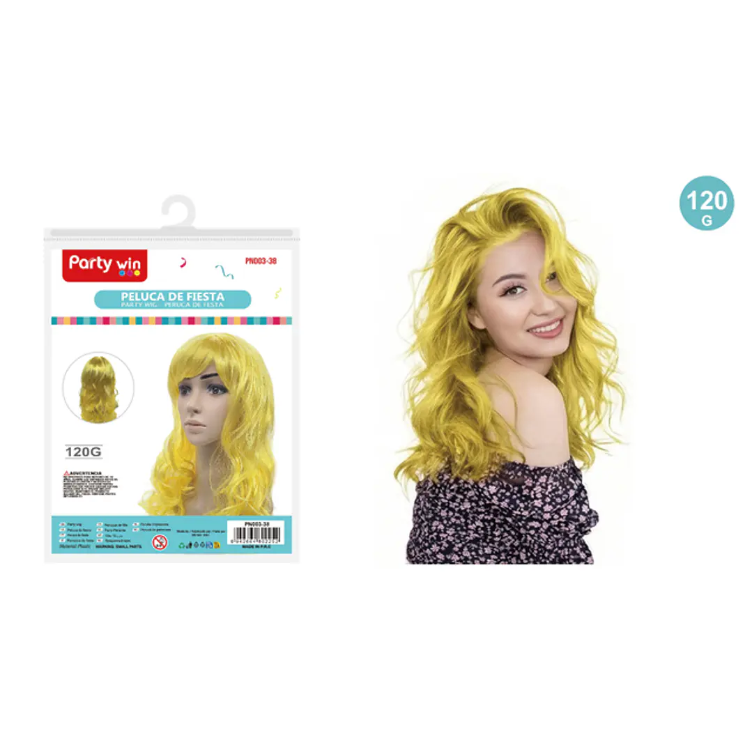 Peluca De Fiesta Ondulado Amarillo 120G 1