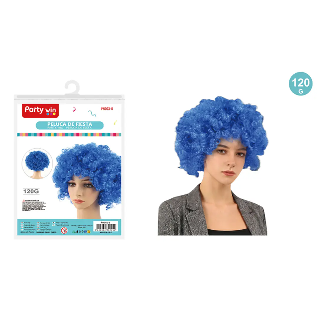 Peluca De Fiesta Azul 120G 1