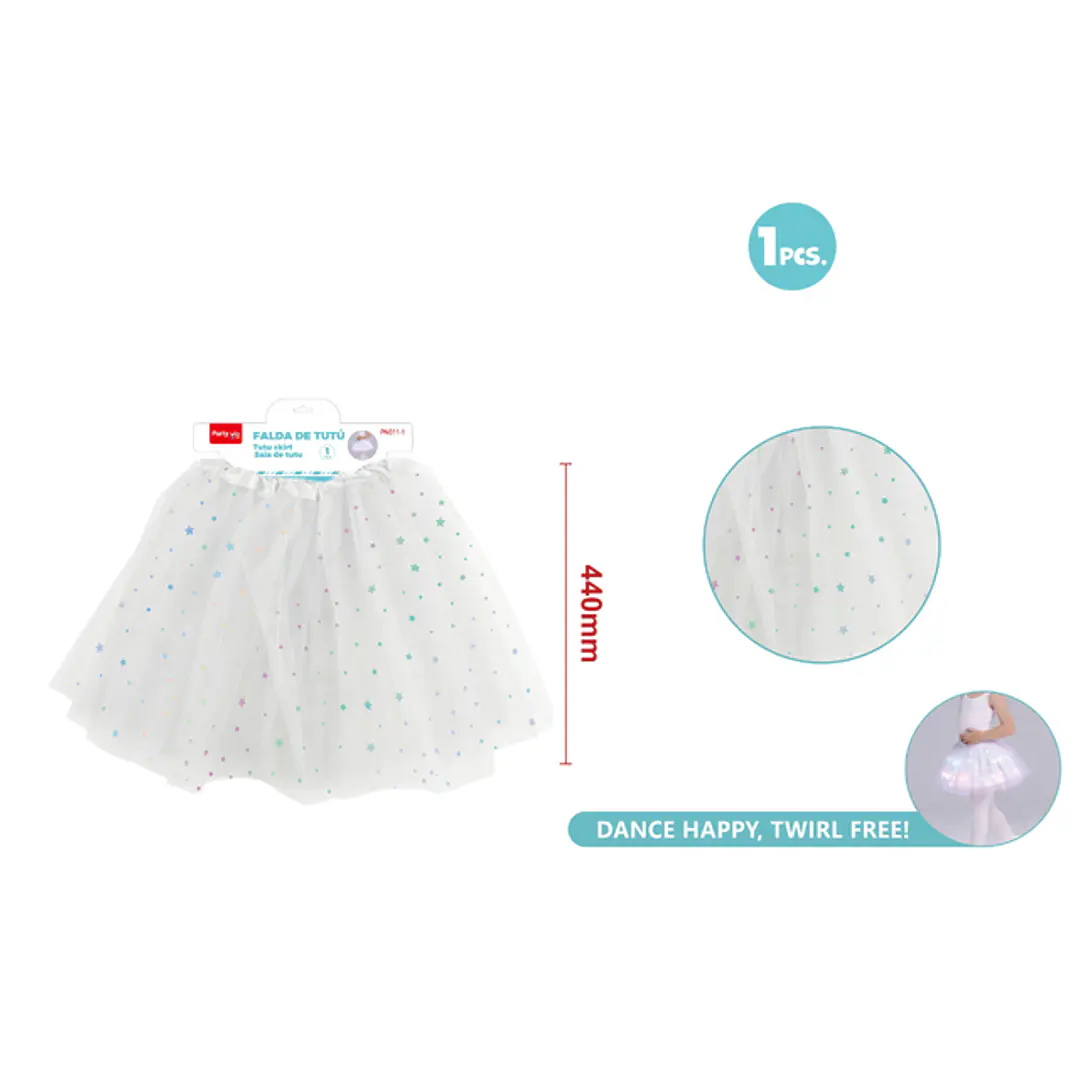 Falda Tutu Con Luz Estrellas Blanco 40Cm 1