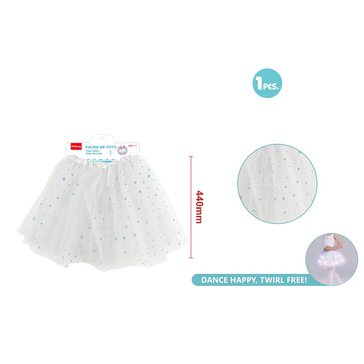 Falda Tutu Con Luz Estrellas Blanco 40Cm 1