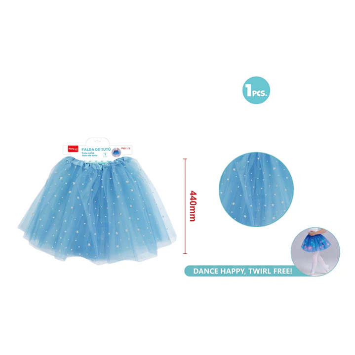 Falda Tutu Con Luz Estrellas Celeste 40Cm 1