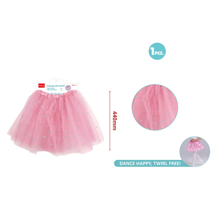 Falda Tutu Con Luz Estrellas Rosado 40Cm 1