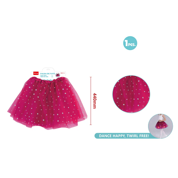 Falda Tutu C/Luz Estrellas Fucsia 40Cm 1
