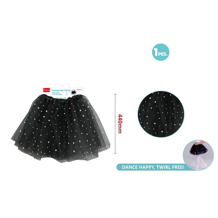 Falda Tutu Con Luz Estrellas Negro 40Cm 1