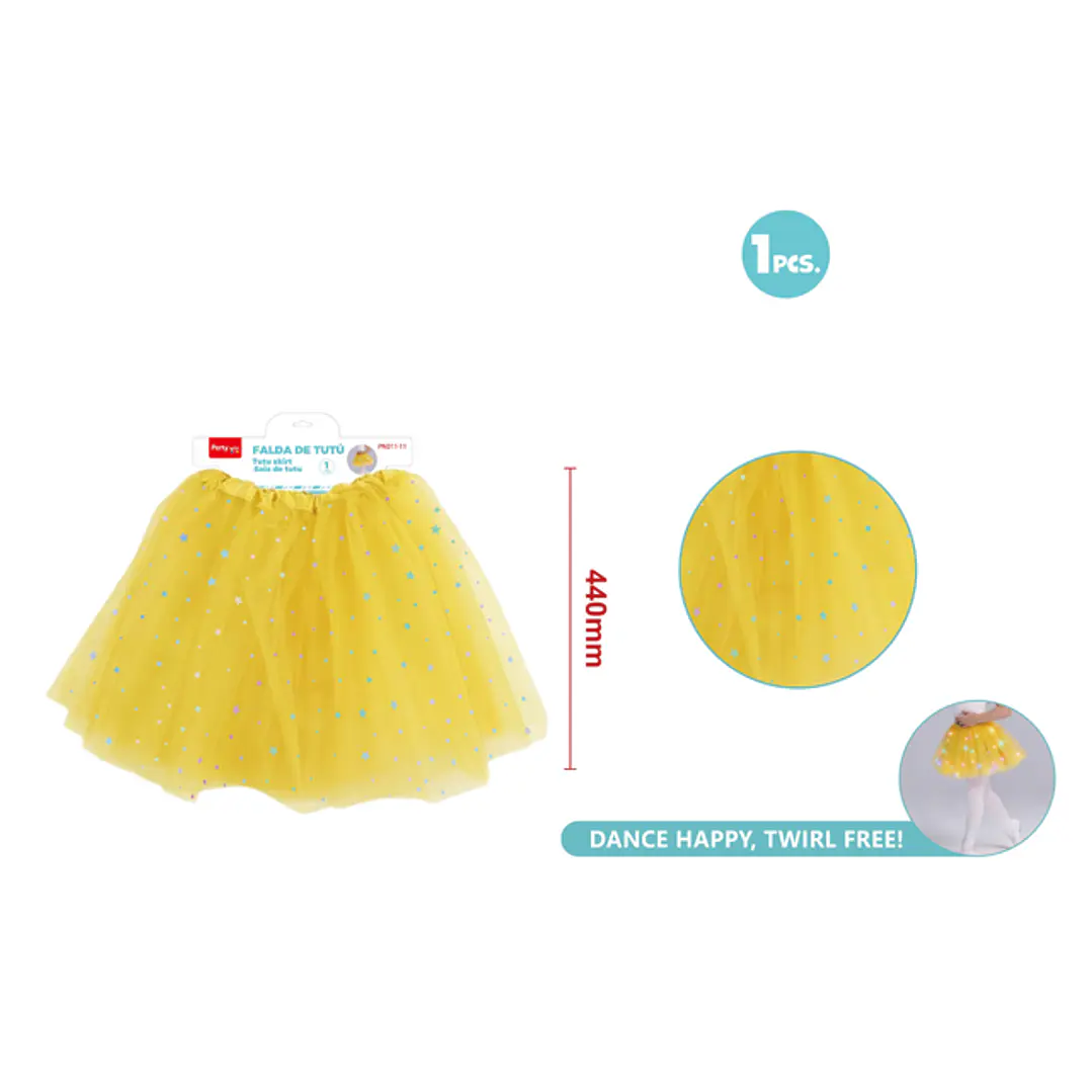 Falda Tutu Con Luz Estrellas Amarillo 40Cm 1