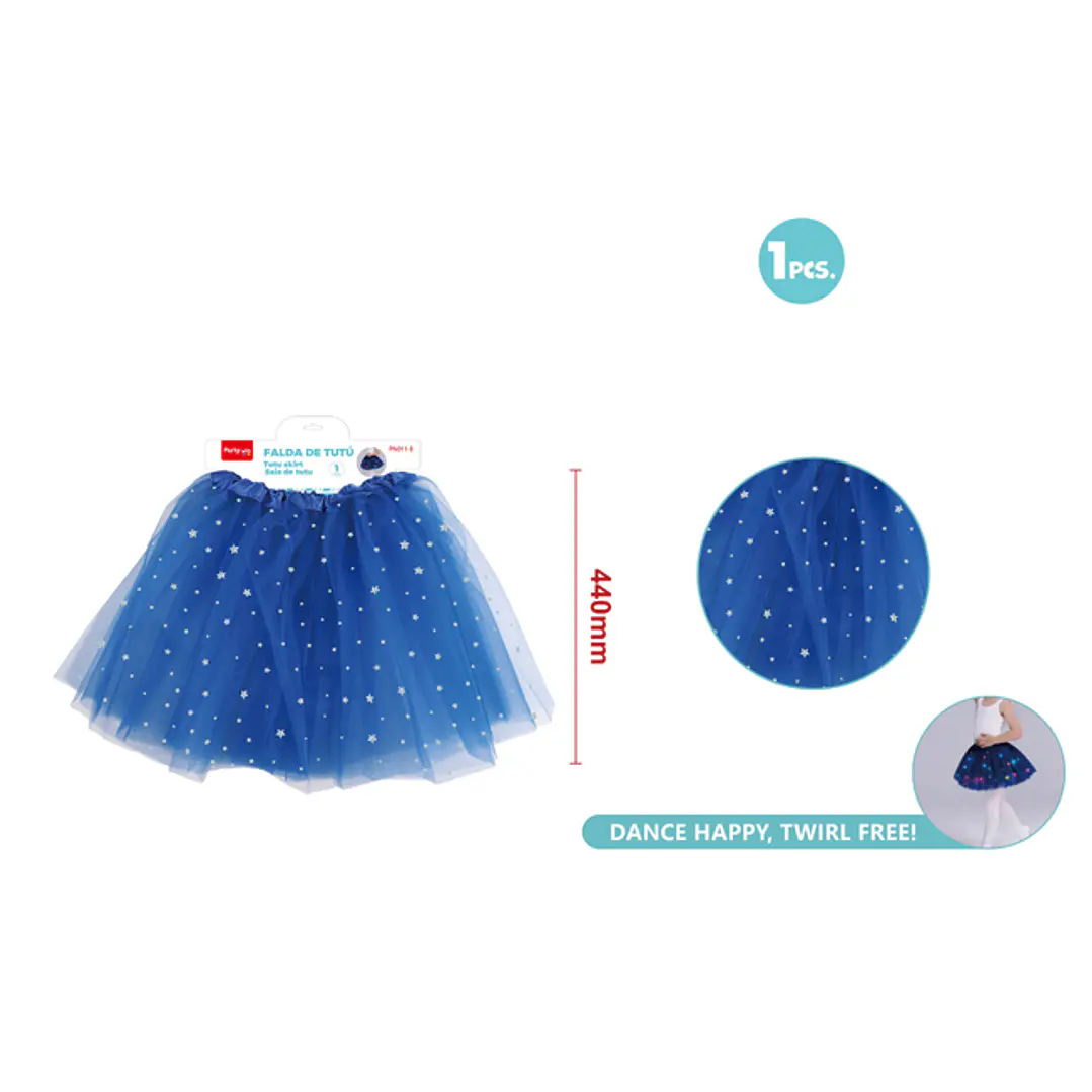 Falda Tutu Con Luz Estrellas Azul 40Cm 1