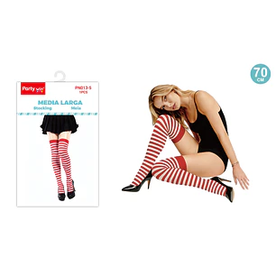 Calcetas Media Larga Rayas Rojo Blanco 70Cm